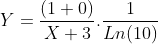 Y= \frac{({1+0})}{X+3}.\frac{1}{Ln(10)}